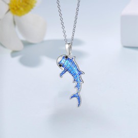 TYSO Whale Shark Necklace 925 Sterling Silver Whale Shark Pendant Ocean Animal Jewelry Gifts for Women