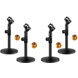 InnoGear Desktop Microphone Stand, 4 Pack Upgraded Adjustable Table Mic Stand with Mic Clip and 5/8" Male to 3/8" Female Screw for Blue Yeti Snowball Spark & Other Microphone