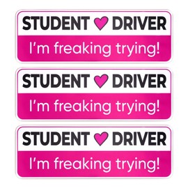3pcs Student Driver Magnet, 10x3.54 Inch Reflective Magnetic Novice Driver Sticker Car Safety Attention Signs Reflective New Drivers Bumper Sticker for Beginners Student Car Decor