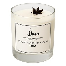 Nara Vela Aromática de Cera de Soya 280g | Aroma Pino Fresco del Bosque | Artesanal para Aromaterapia, Meditación y Masajes | Decoración Lujo Ecológico | 100% Natural Sin Parafina