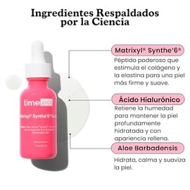 TIMELESS Péptidos Serum con Matrixyl Synthe’6® y Ácido Hialurónico 30 ml - suero facial antiedad reafirmante - skincare peptide serum que mejora firmeza y elasticidad