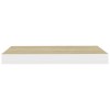 4-Piece Floating Oak and White Wall Shelves 15.7"x9.1"x1.5" MDF Display
