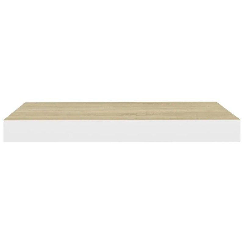 4-Piece Floating Oak and White Wall Shelves 15.7"x9.1"x1.5" MDF Display