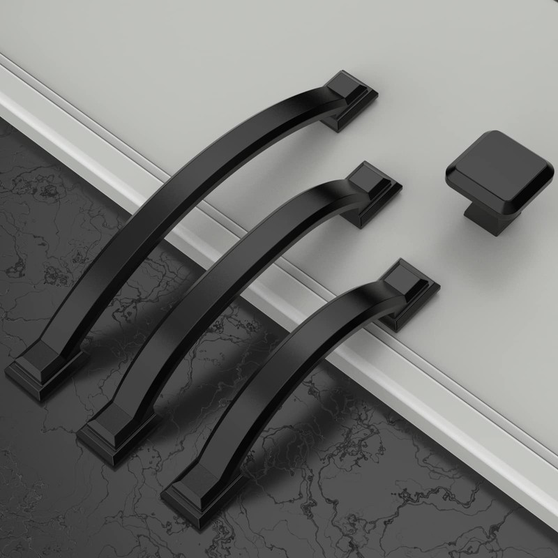 Amerdeco 10 Pack Matte Black Cabinet Pulls 3 Inch(76mm) Hole