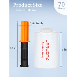 JARLINK 4 Pack Stretch Wrap, 5 Inches Shrink Wrap for Pallet Wrap, Moving Wrapping Plastic Roll, Industrial Strength Stretch Film up to 650% Stretch with Handles, 1000 Feet