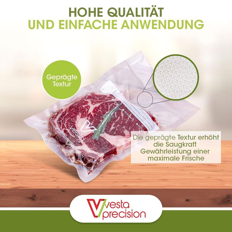 Vesta Precision Vacuum Sealer Rolls - Clear and Embossed -