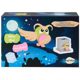 CRAFTENLY Kids Craft Fun Box - Air Dry Modelling Clay - Wise Owl Theme - for Ages 6 to 11 Years - Creative Activity Kit for Kids - Ideal for Gift, Gifting - Pen Holder Included