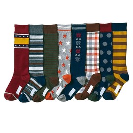 Yzjcafriz Boys' Soft Stars and Snow Stocking Youth Pattern Knee High Cotton Socks 8 Pairs