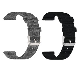 Lamshaw Compatible with Dyurwa P97 & Soudorv P97 Smart Watch Band, Breathable Nylon Woven Fabric Replacement Accessory Strap (2 Pack-Black+Gray)