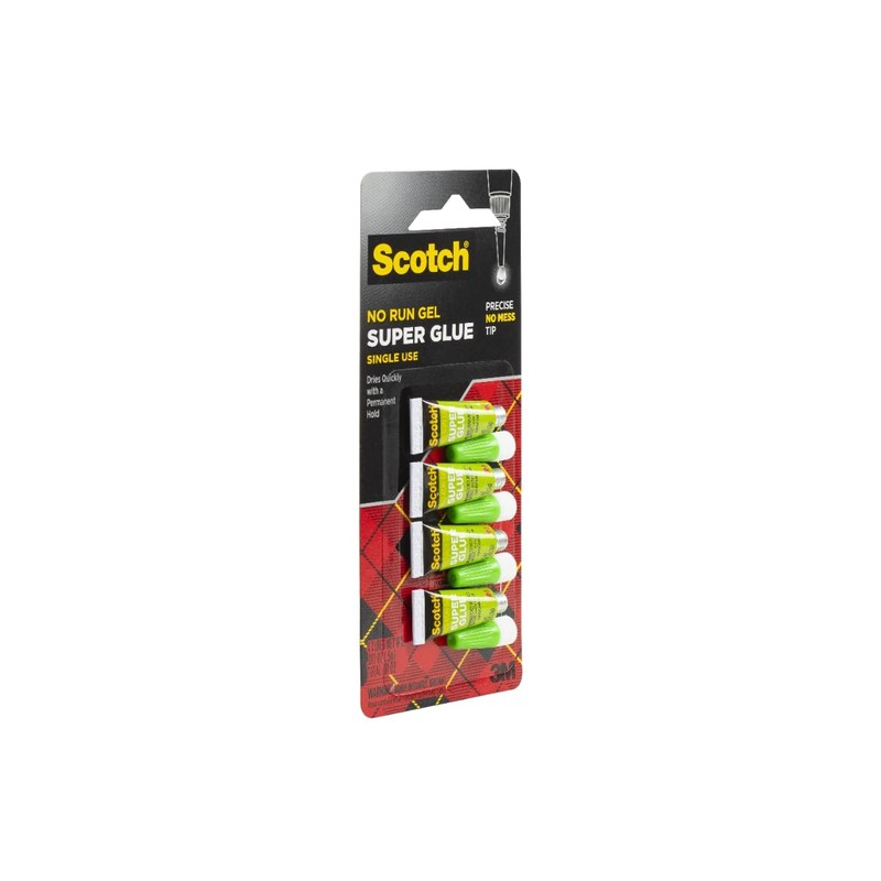 Scotch Super Glue Gel, 4-Pack of Single-Use Tubes, .017 oz