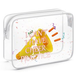 Sazuwu Cheer Gifts for Cheerleaders Clear Makeup Bag Organizer Travel Cheerleading Team Mom Appreciation Gifts Cheerleader Thank You Gift Cosmetic Bag Cheer Themed Birthday Gift for Girls