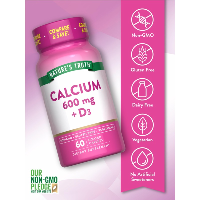 Nature's Truth Calcium 600 mg with Vitamin D3 | Coated