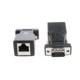 NOYITO VGA to RJ45 Adapter VGA Extender Cat5 20 Meters Cat6 25 Meters VGA 15 Pin to RJ45 Male Female Network Cable Connector Support 720P 1080I 1080P Analog HD Transmission (Pack of 2) (2 Males)