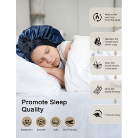 ZURLEFY Satin Bonnet for Sleeping Women, Double Layer Silk Aldult Sleeping Hat, Fashion Hair Bonnet with Tie for Womens Curly Hair Night Cap (68-04L)