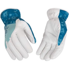 Kinco Pearl Grain Goatskin Palm/Blue Polyester-Spandex Fabric Back/Easy-On Cuff - Medium