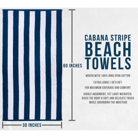 Utopia Towels [4 Pack Cabana Stripe Beach Towel, (30 x 60 Inches) Oversized 100% Ring Spun Cotton Pool Towels, Highly Absorbent Quick Dry Bath Towels for Bathroom, and Swim Towel (Multicolor)