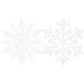 Sea Team Plastic Christmas Glitter Snowflake Ornaments, Christmas Tree Decorations, 4-Inch, Set of 36