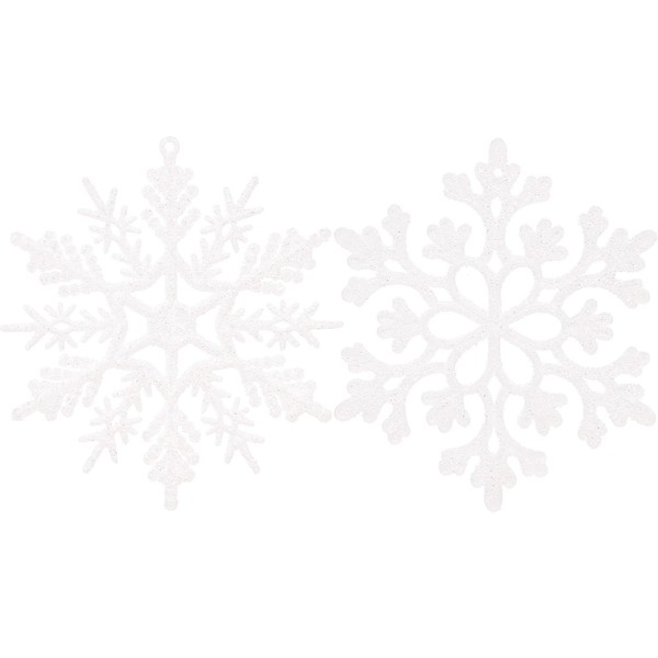 Sea Team Plastic Christmas Glitter Snowflake Ornaments, Christmas Tree Decorations,