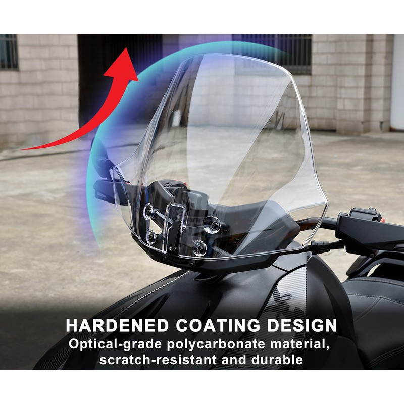 SAUTVS Wider Adventure Adjustable Windshield for Can-Am Ryker, New Upgrade