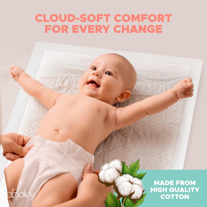 Disposable Changing Pads for Baby (50 Pack) Super Soft and