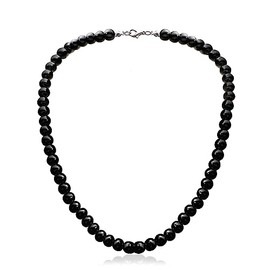 COLORFUL BLING 8mm Pearl Choker Necklace Multicolor 1920s Dainty Beads Necklace Costume Prom Party Statement Jewelry for Women-Night Black