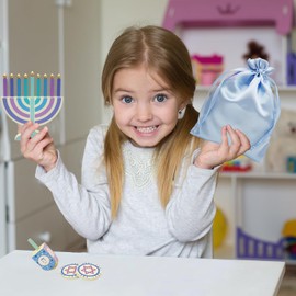 Mini Hanukkah Children Wooden Chanukah Menorah Pastel with Removable Candles (Single)