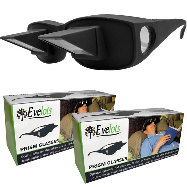 Evelots Prism Bed Glasses-Read/Watch TV Lying Down-Use Over Your Glasses-Set/2