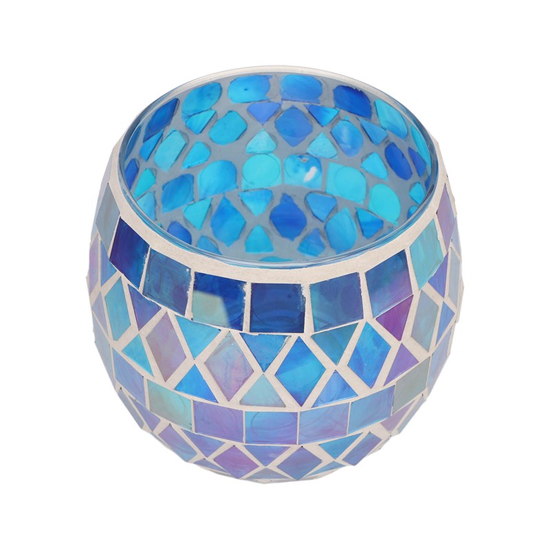 Purple Blue Mosaic Glass Candle Holder Romantic DIY Scented Candle