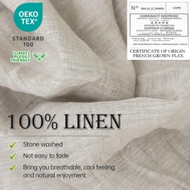 Simple&Opulence 100% Linen Sheet Set 4pcs Basic Style, Deep Pocket, Natural French Washed Flax Solid Color Soft Breathable Bed Sheets - Linen, California King