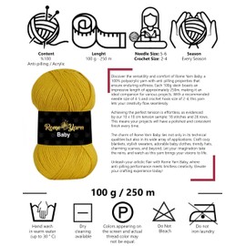 Baby Yarn #3 Light Worsted DK Anti-Pilling Acrylic Yarn for Knitting and Crochet (3 Pack, 1321 Sun Yellow)