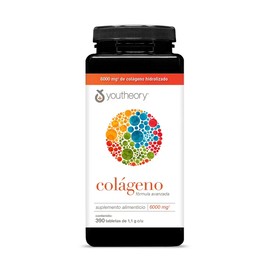 Youtheory Colágeno fórmula avanzada, piel, cabello y uñas mejoradas con vitamina C, 6 gramos de colágeno tipo 1, 2 y 3 con 18 aminoácidos, 390 tabletas