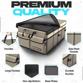 FORTEM Organizador de maletero para SUV, organizador de cajuela de coche, almacenamiento plegable, accesorios de coche para mujeres y hombres, bolsa plegable, regalos de Navidad perfectos, Oxford 600D
