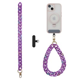 CLARKCAS Phone Wrist Strap Phone Lanyard Hook Wristlet Bracelet Strap Metal Acrylic Cell Phone Chain Strap Purple, 15cm