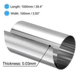 TA-VIGOR 2Pcs 304 Stainless Steel Foil Roll, 1000mm x 100mm x 0.03mm Metal Strip Sheet Fine Plate Sheet Foil for Crafts, Electronic Equipment