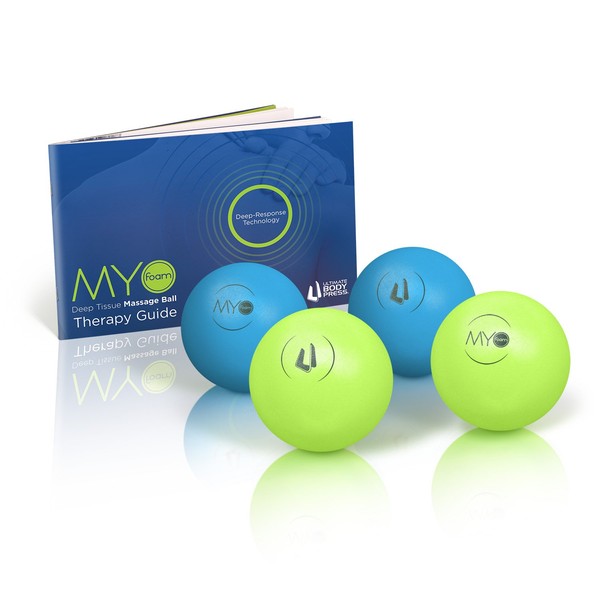 Ultimate Body Press Deep Tissue Massage Balls with Myofoam for Trigger Point Therapy 2.75" Medium & High Density (4 Pack)