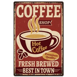 SUPERDANT Coffee Tin Sign Hot Coffee Metal Tin Sign Metal Signs for bar Iron Wall Art Tin Signs Quiet Room Sign Home Wall Decoration for Bars Cafe Pubs Restroom Living Room Bedroom 30x20cm
