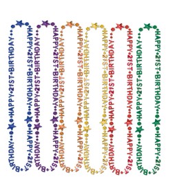 Happy 21st Birthday Beads-Of-Expression (asstd B/G/GD/O/PL/R) Party Accessory  (1 count) (1/Card)