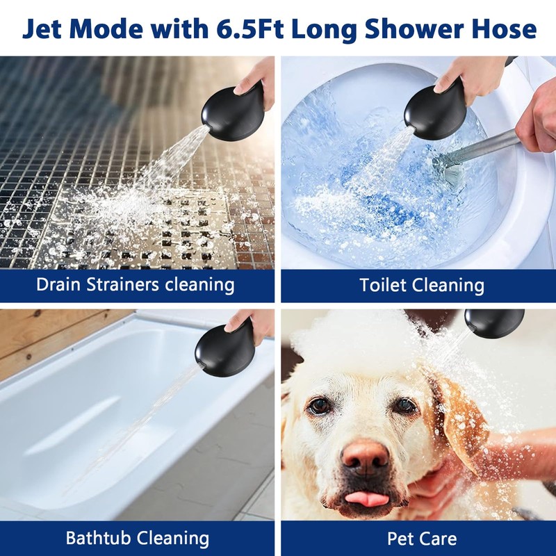 High Pressure 10 Setting Handheld Shower Head, 5" Detachable Showerhead