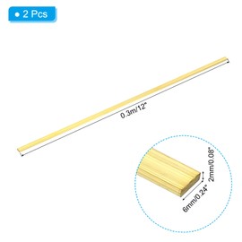 PATIKIL 1/12 x 1/4 x 12" H59 Brass Flat Bar, 2 Pcs Solid Flat Mill Stock for Crafting Maintenance Electrical Architectural Decoration, Brass