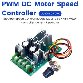 LAOMAO PWM DC Motor Control Unit, DC 10-60V 20A Continuous Speed Controller, for 12V, 24V, 36V, 48V Motors, Current Regulator