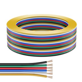 BTF-LIGHTING UL Listed 6 Pin 22AWG Extension Cable,32.8ft/10m Low Voltage 6 Conductor LED Strip Light Wire for FCOB COB 5050 SMD RGBCCT RGBWW Color Changing LED Tape
