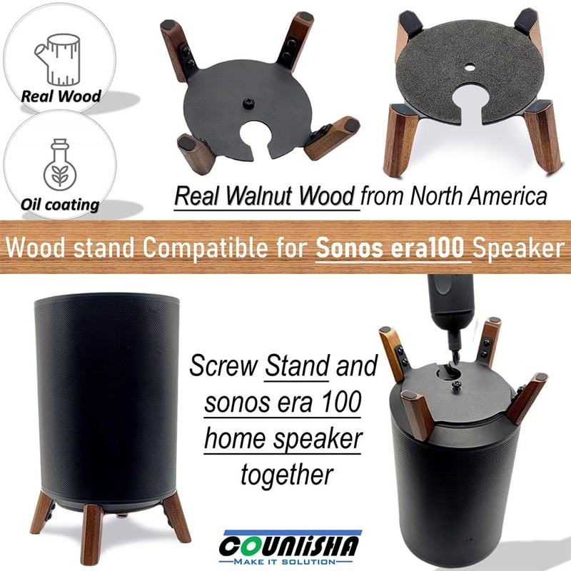 Real Wood Stand Compatible for Sonos Era 100 Speaker,Tripod Desk