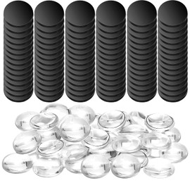 Frienda 80 Pieces Ceramic Magnets for Craft Fridge Refrigerator Magnets with Transparent Glass Cabochons Round Disc Ferrite Ceramic for DIY Fridge Craft Making Magnet with Adhesive Backing