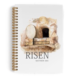 QLMX Bible Verse Spiral Notebook, Easter Christian Gifts Journal Notebook, Matthew 28:6 Notebooks for School Work, Bible Journal, Bible Religious Office Supplies Gifts for Women Christian, 5.5x8.3 In