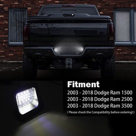 NFSpeeding License Plate Lights Fits for 2003-2018 RAM 1500 2500 3500 Pickup, Set of 2 Truck Number Lamps Assembly Led Tag Light Kit, 6000K White