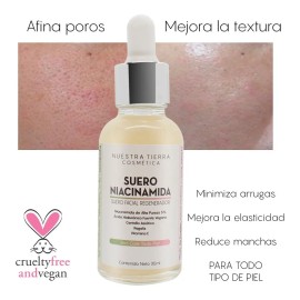 Suero Facial Niacinamida 5% Acido Hialurónico Pantenol Todo tipo de piel 35 mL Nuestra Tierra Cosmética