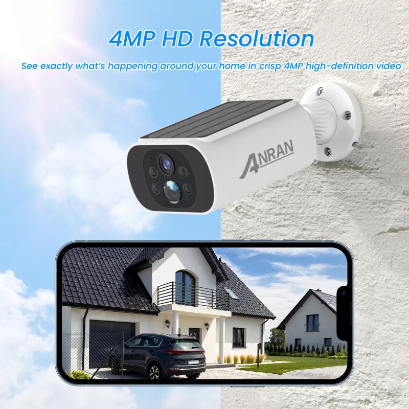 ANRAN CCTV Security Camera System 4MP Wireless Solar Battery Night
