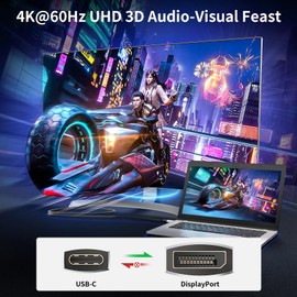 BolAAzuL USB C to Displayport Cable 4K@60Hz 4ft/1.2m, Short USB Type C to DP 1.2 Cord [Braided, Gold-Plated, Aluminum Shell] 2K@165H/144Hz for MacBook Pro Laptop Projector TV PC