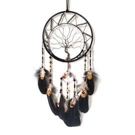 Donko Black Dream Catcher,Tree of Life Dream Catchers for Wall Decor Dream Catcher for Adult Bedroom Feather Wall Hanging Ornaments for Boys Kids Gifts