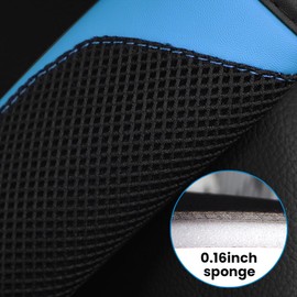 BESULEN Car Seat Belt Pads Cover, 2 Pack Leather Mesh Universal Seatbelt Shoulder Strap Protector, Soft Harness Pad Safety Belt Cover for Comfortable Driving, Car Interior Accessories (Blue)
